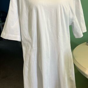 Abercrombie & Fitch White Short Sleeve Cotton Blend Dress with Lining. SZ XL